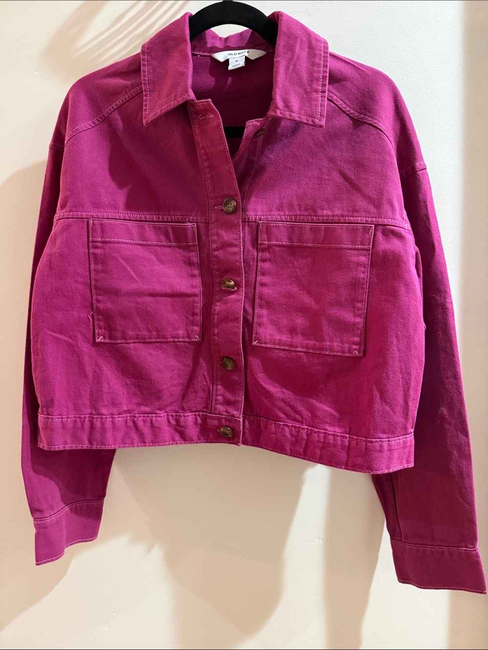 Old Navy Fuchsia Cropped Jean Jacket